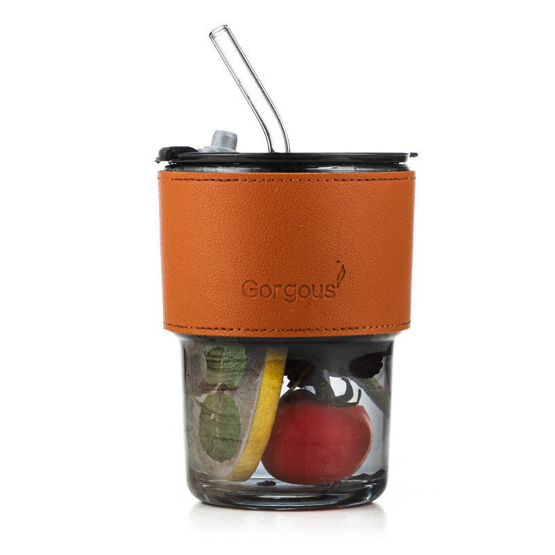 400Ml Leather Customized Glass Mug