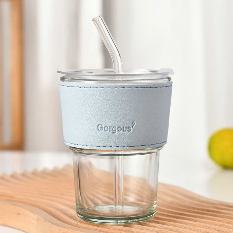 400Ml Leather Customized Glass Mug