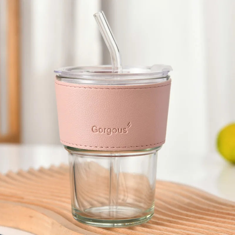 400Ml Leather Customized Glass Mug