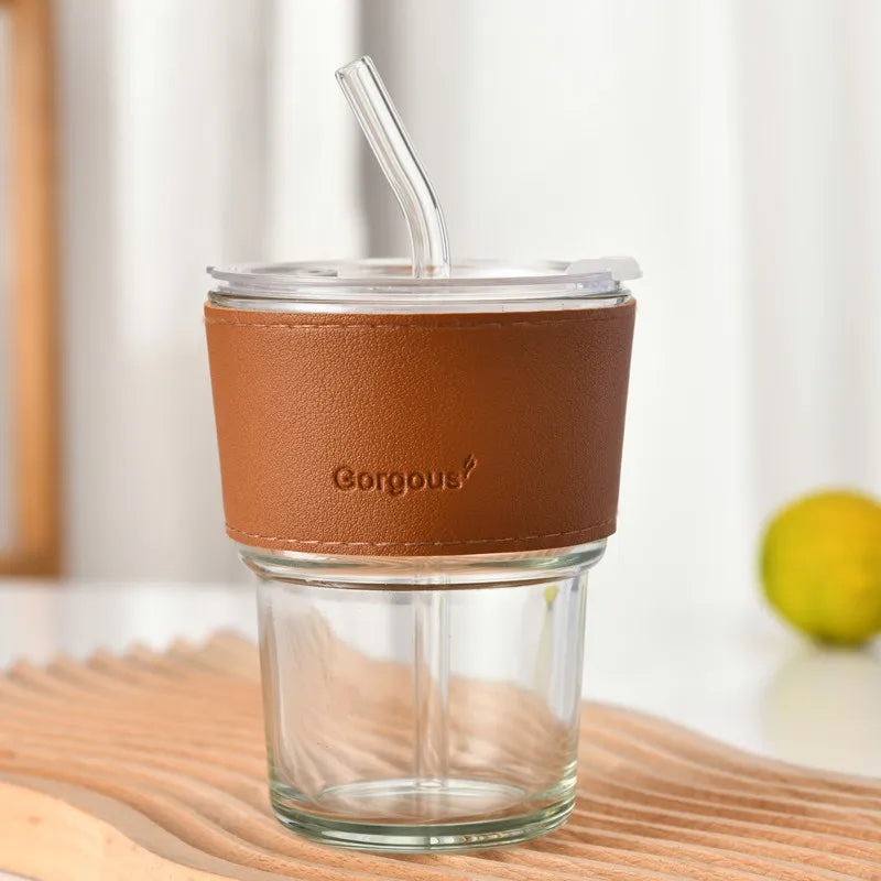 400Ml Leather Customized Glass Mug