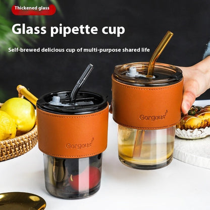 400Ml Leather Customized Glass Mug