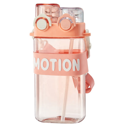 Square Water Bottle with Straw