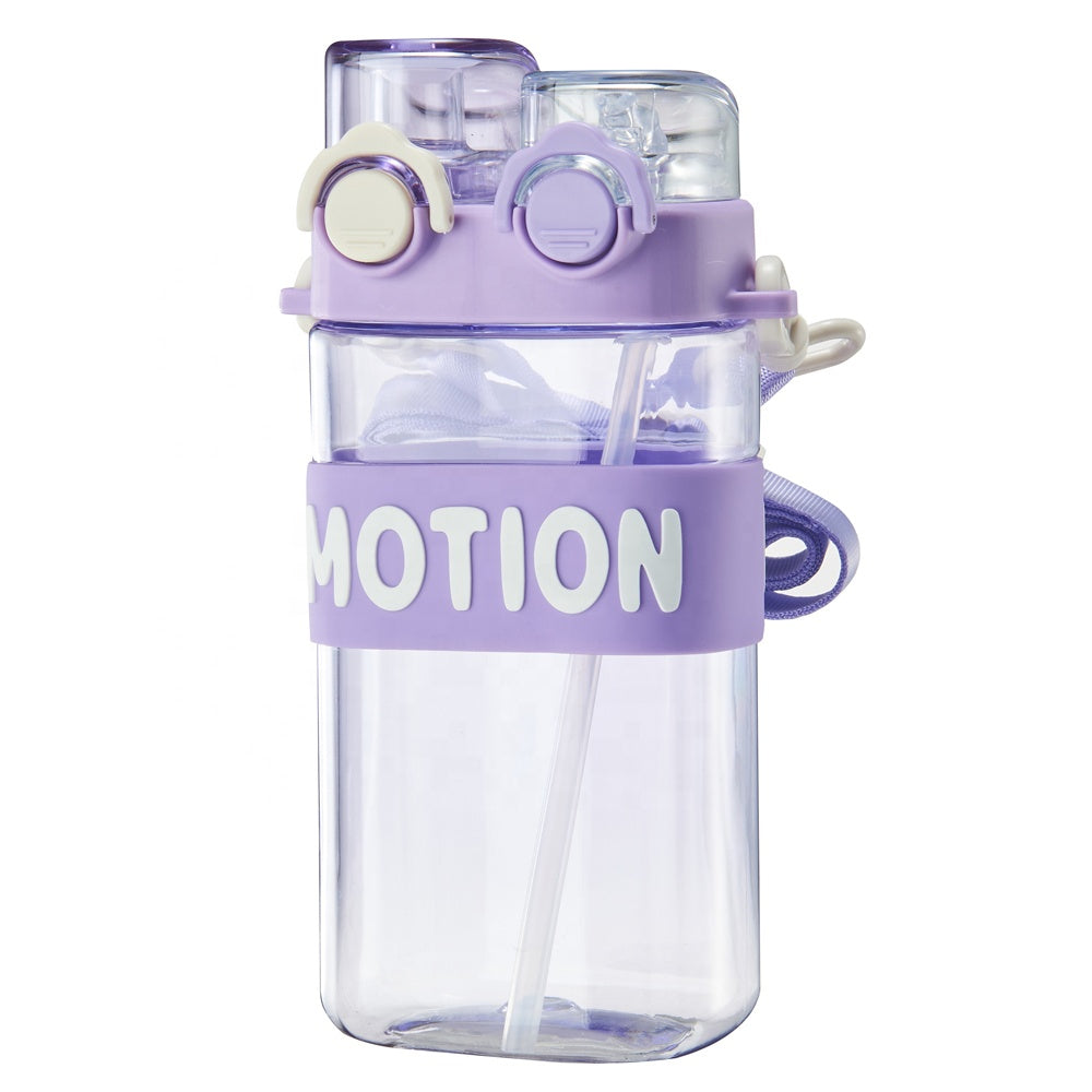 Square Water Bottle with Straw