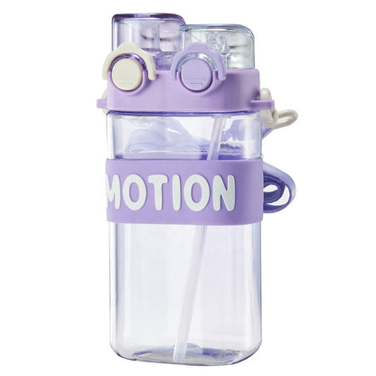 Square Water Bottle with Straw