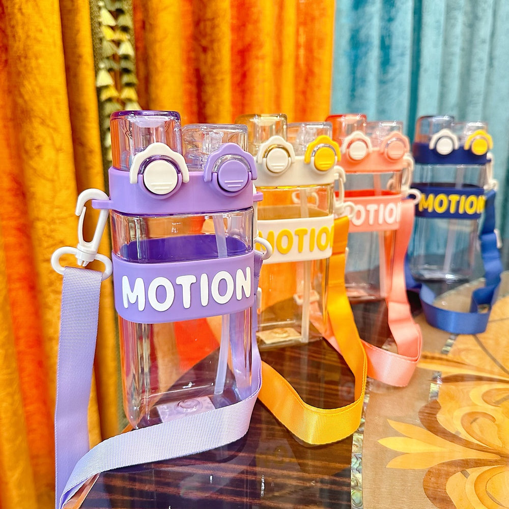 Square Water Bottle with Straw
