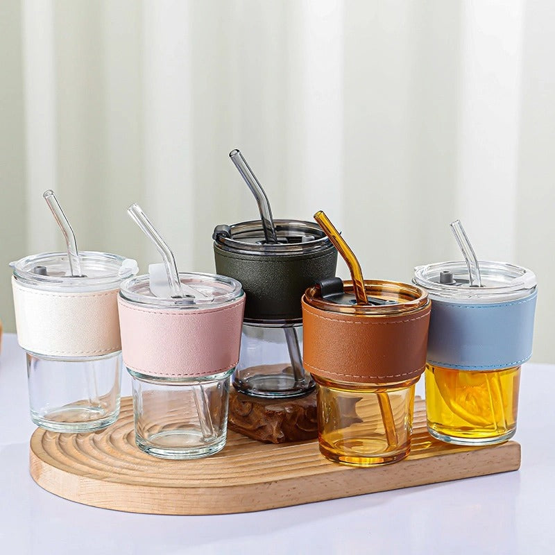 400Ml Leather Customized Glass Mug