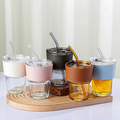 400Ml Leather Customized Glass Mug