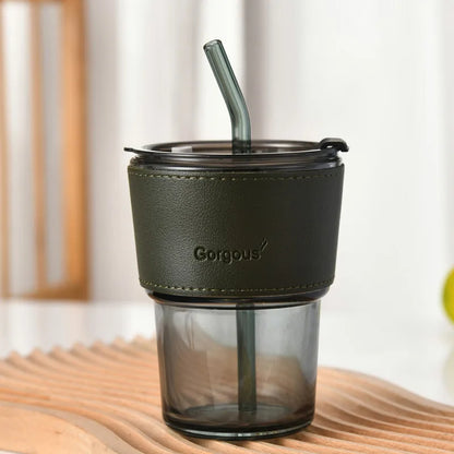 400Ml Leather Customized Glass Mug
