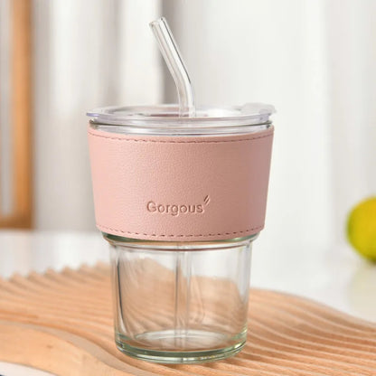 400Ml Leather Customized Glass Mug